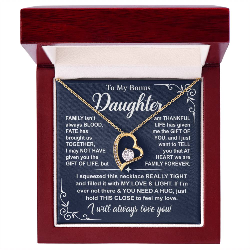 To My Bonus Daughter — A Hug to Hold Close Forever Love Necklace