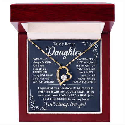 To My Bonus Daughter — A Hug to Hold Close Forever Love Necklace