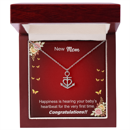 New Mom — First Heartbeat Anchor Pendant Necklace