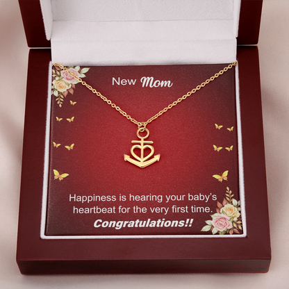 New Mom — First Heartbeat Anchor Pendant Necklace