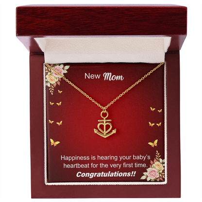 New Mom — First Heartbeat Anchor Pendant Necklace