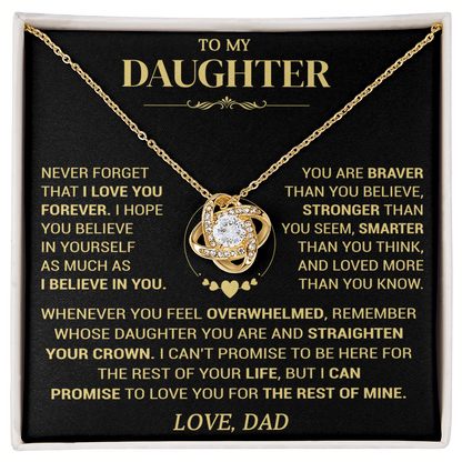 To My Daughter — I Believe in You Love Knot Necklace from Dad