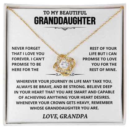 To My Granddaughter — Love You Forever | Love Knot Necklace from Grandpa