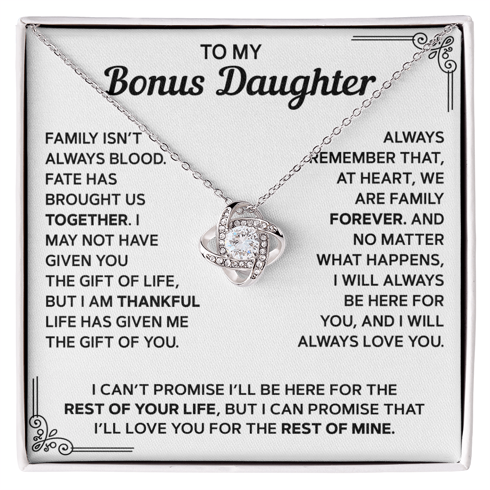 To My Bonus Daughter — Family Forever Love Knot Necklace