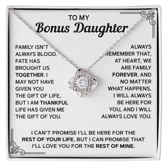 To My Bonus Daughter — Family Forever Love Knot Necklace