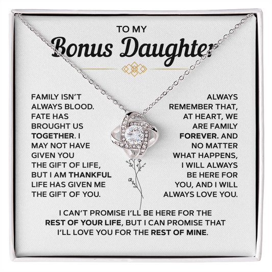 To My Bonus Daughter — Family Forever Love Knot Necklace