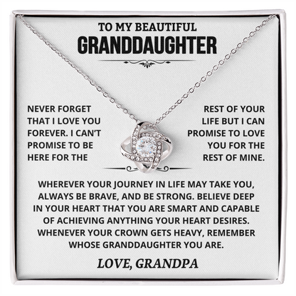 To My Granddaughter — Love You Forever | Love Knot Necklace from Grandpa