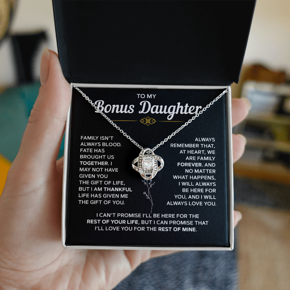 To My Bonus Daughter — Family Forever Love Knot Necklace