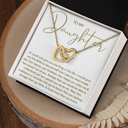 To My Daughter — Loved More Than You Know Interlocking Hearts Necklace