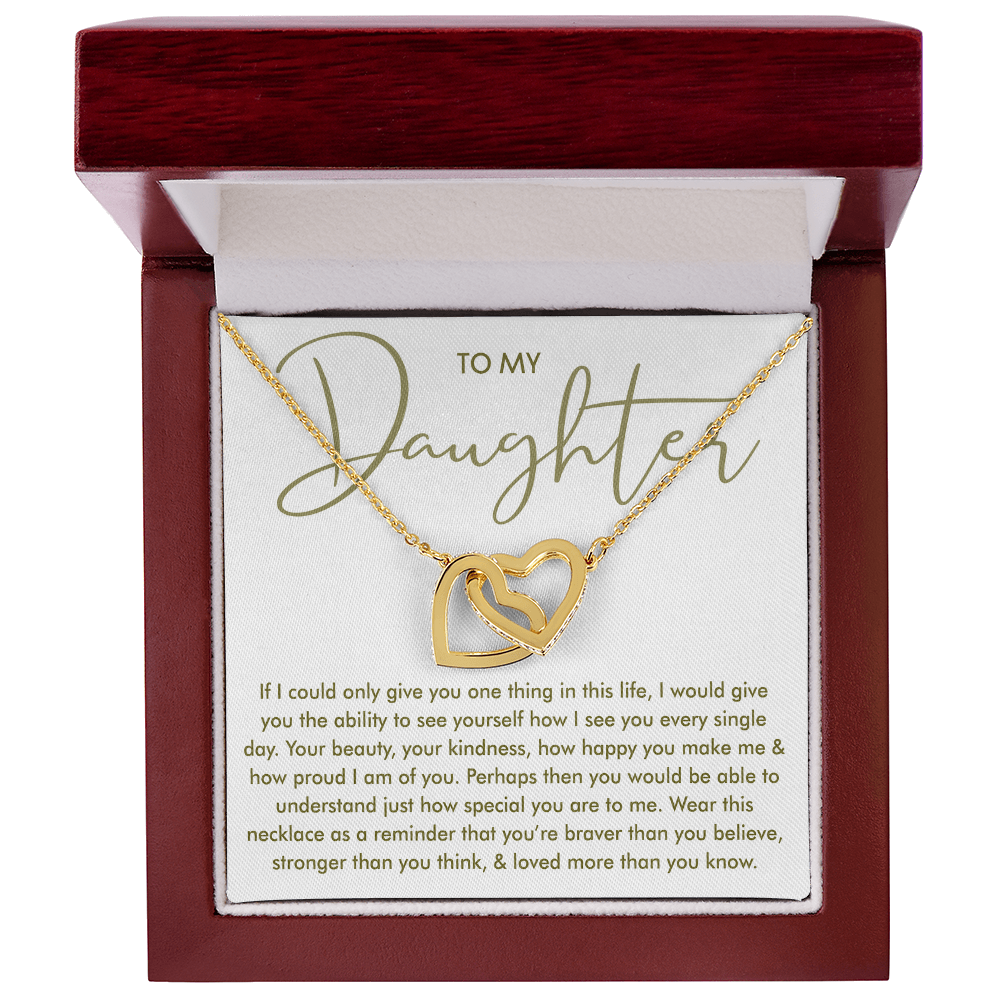To My Daughter — Loved More Than You Know Interlocking Hearts Necklace