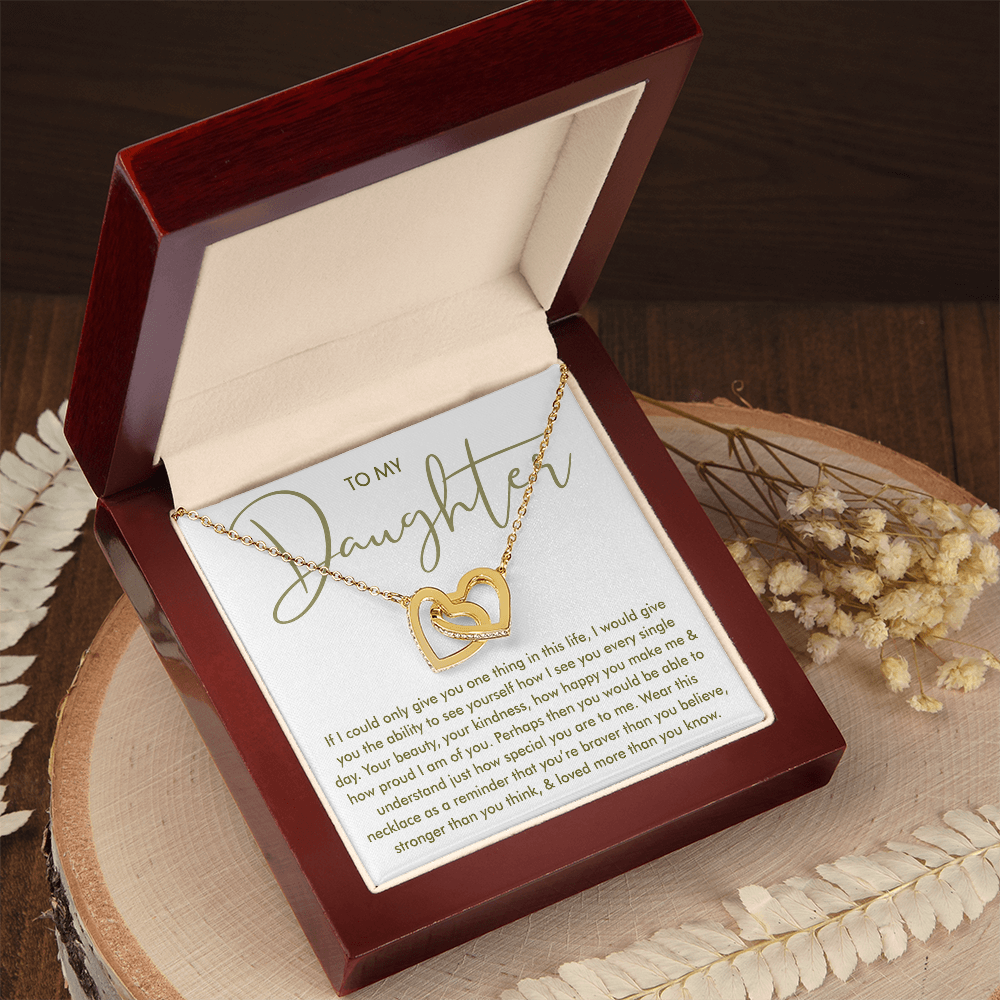 To My Daughter — Loved More Than You Know Interlocking Hearts Necklace