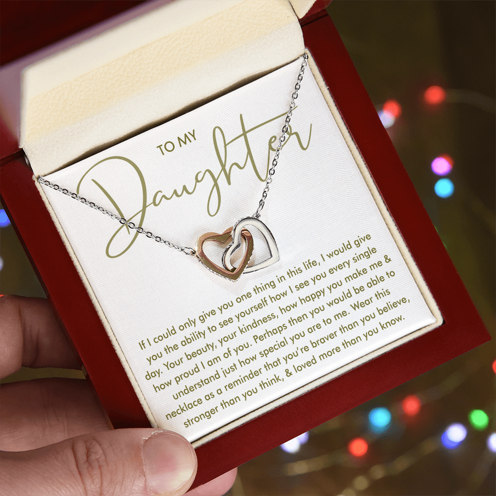 To My Daughter — Loved More Than You Know Interlocking Hearts Necklace