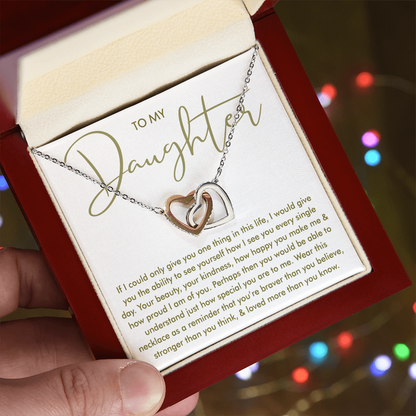 To My Daughter — Loved More Than You Know Interlocking Hearts Necklace