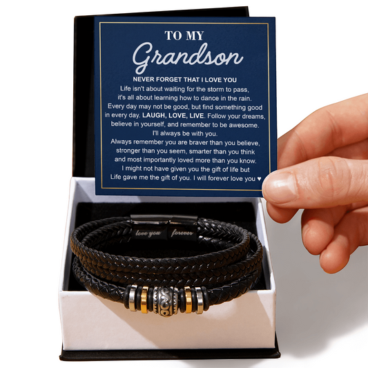 To My Grandson — Love You Forever Braided Bracelet