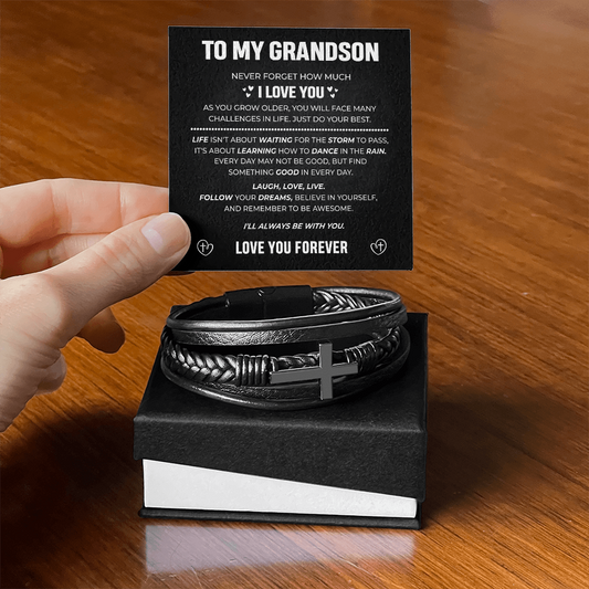 Grandson's Forever Guardian Cross Bracelet