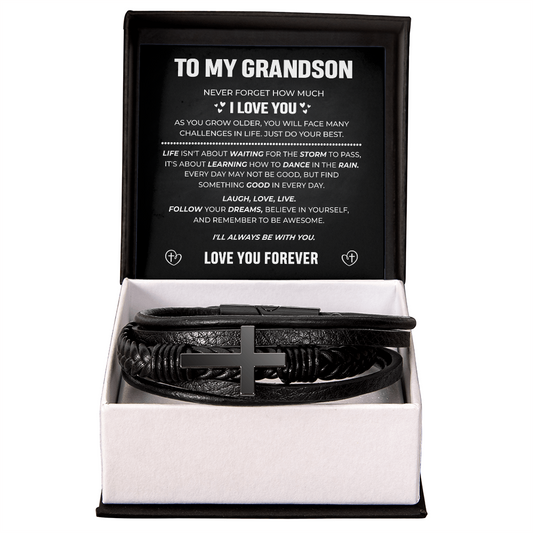 Grandson's Forever Guardian Cross Bracelet