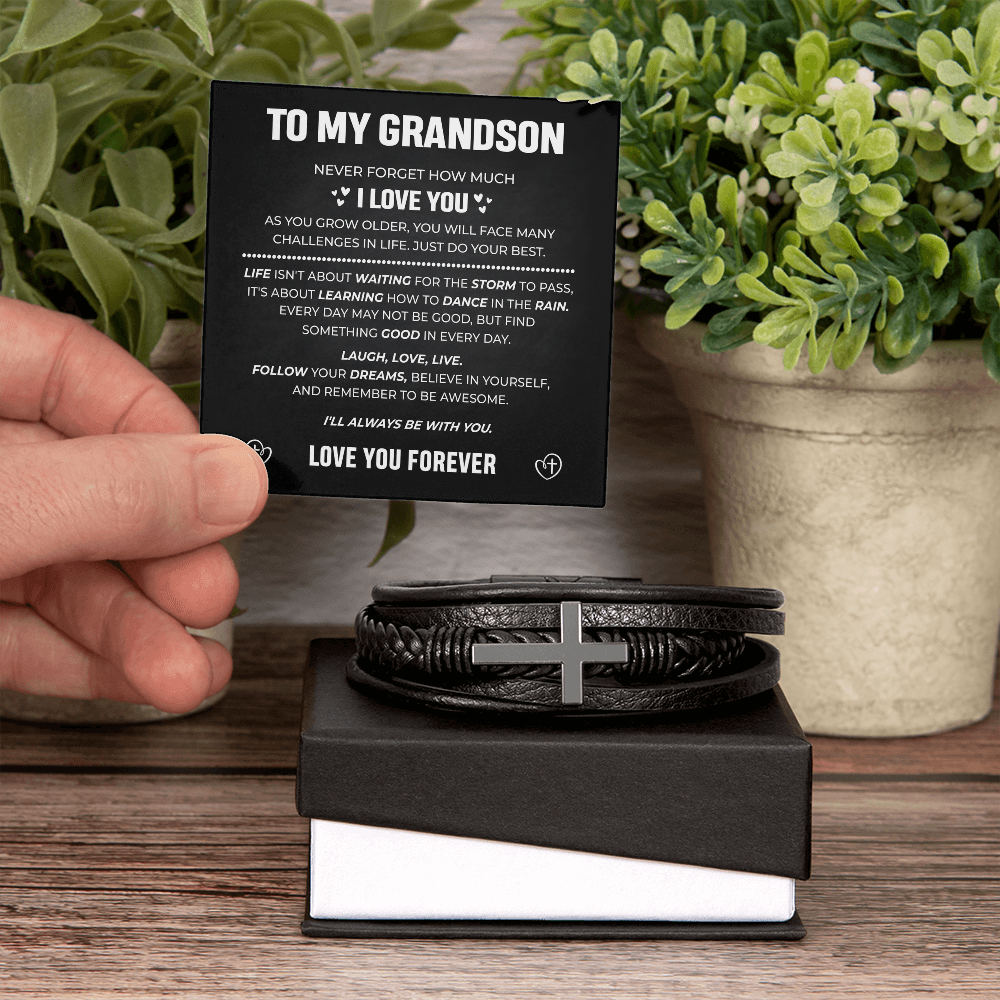 Grandson's Forever Guardian Cross Bracelet