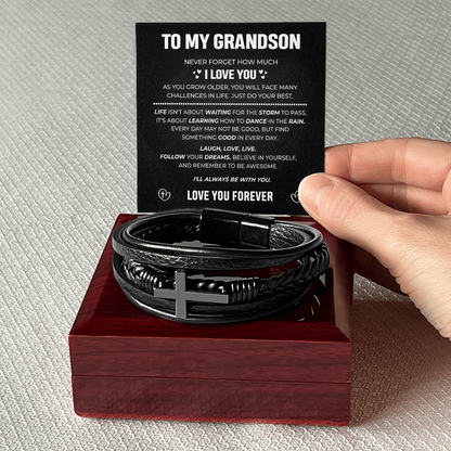 Grandson's Forever Guardian Cross Bracelet