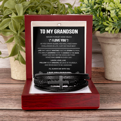 Grandson's Forever Guardian Cross Bracelet