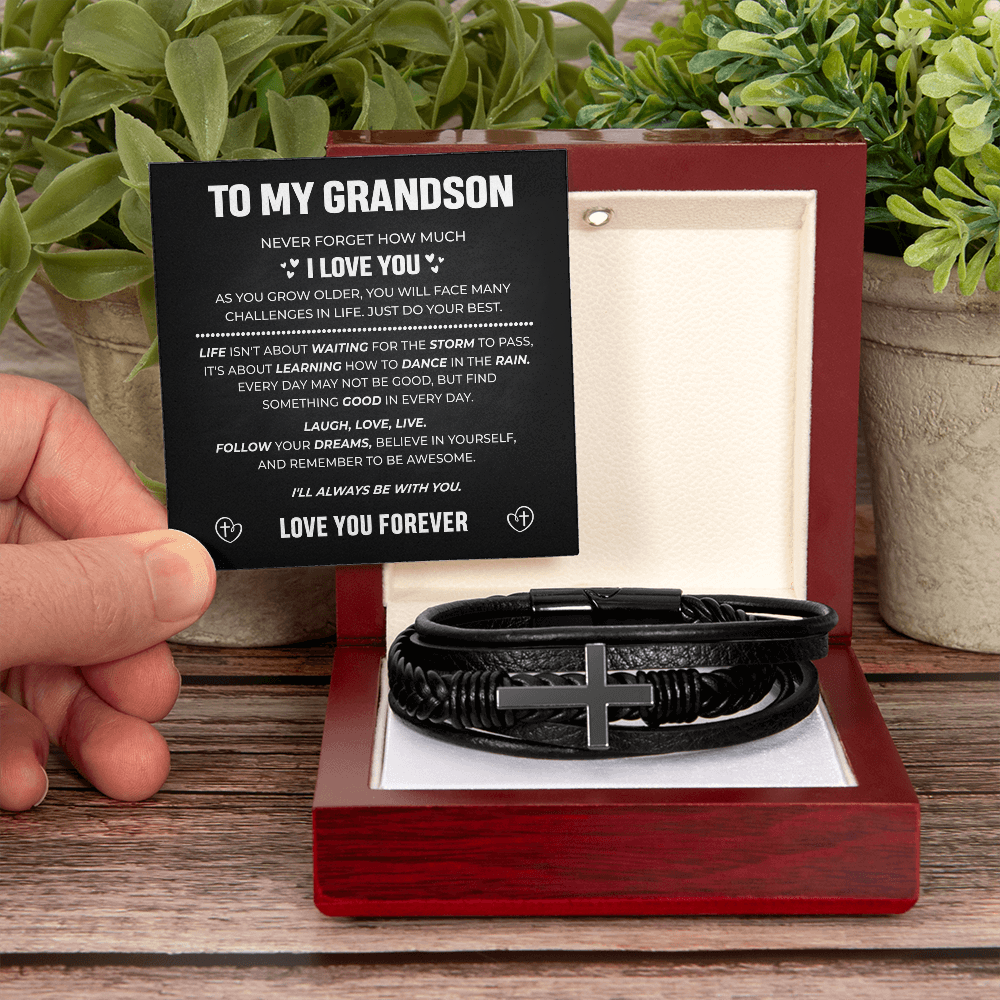Grandson's Forever Guardian Cross Bracelet