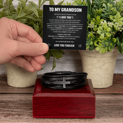 Grandson's Forever Guardian Cross Bracelet