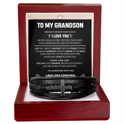 Grandson's Forever Guardian Cross Bracelet