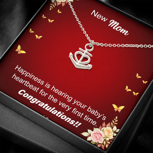 New Mom — First Heartbeat Anchor Pendant Necklace