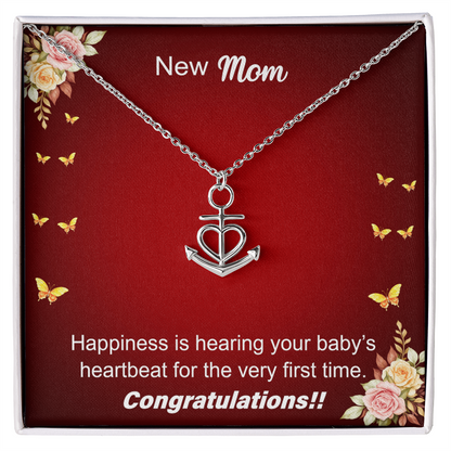 New Mom — First Heartbeat Anchor Pendant Necklace