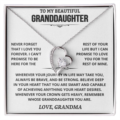 To My Granddaughter — Be Brave, Be Strong Forever Love Necklace from Grandma