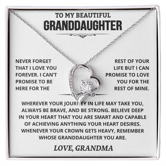 To My Granddaughter — Be Brave, Be Strong Forever Love Necklace from Grandma