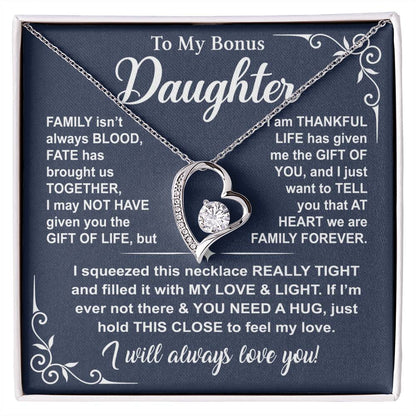 To My Bonus Daughter — A Hug to Hold Close Forever Love Necklace