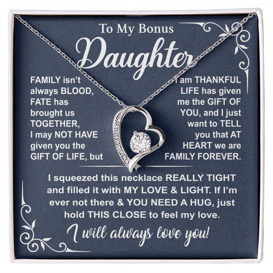 To My Bonus Daughter — A Hug to Hold Close Forever Love Necklace