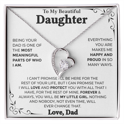 To My Beautiful Daughter – Forever My Little Girl, Forever Love Necklace from Dad