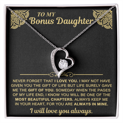 To My Bonus Daughter — Always in My Heart Forever Love Necklace