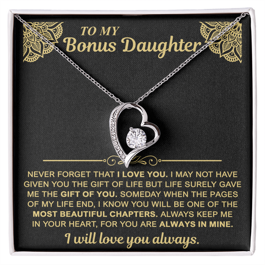 To My Bonus Daughter — Always in My Heart Forever Love Necklace
