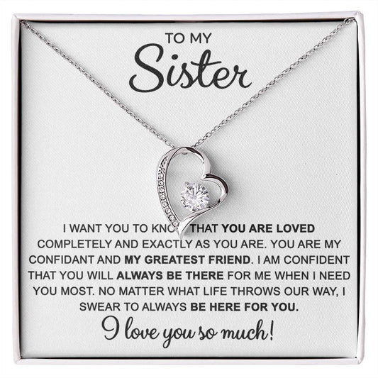 To My Sister — Always Here for You Forever Love Necklace