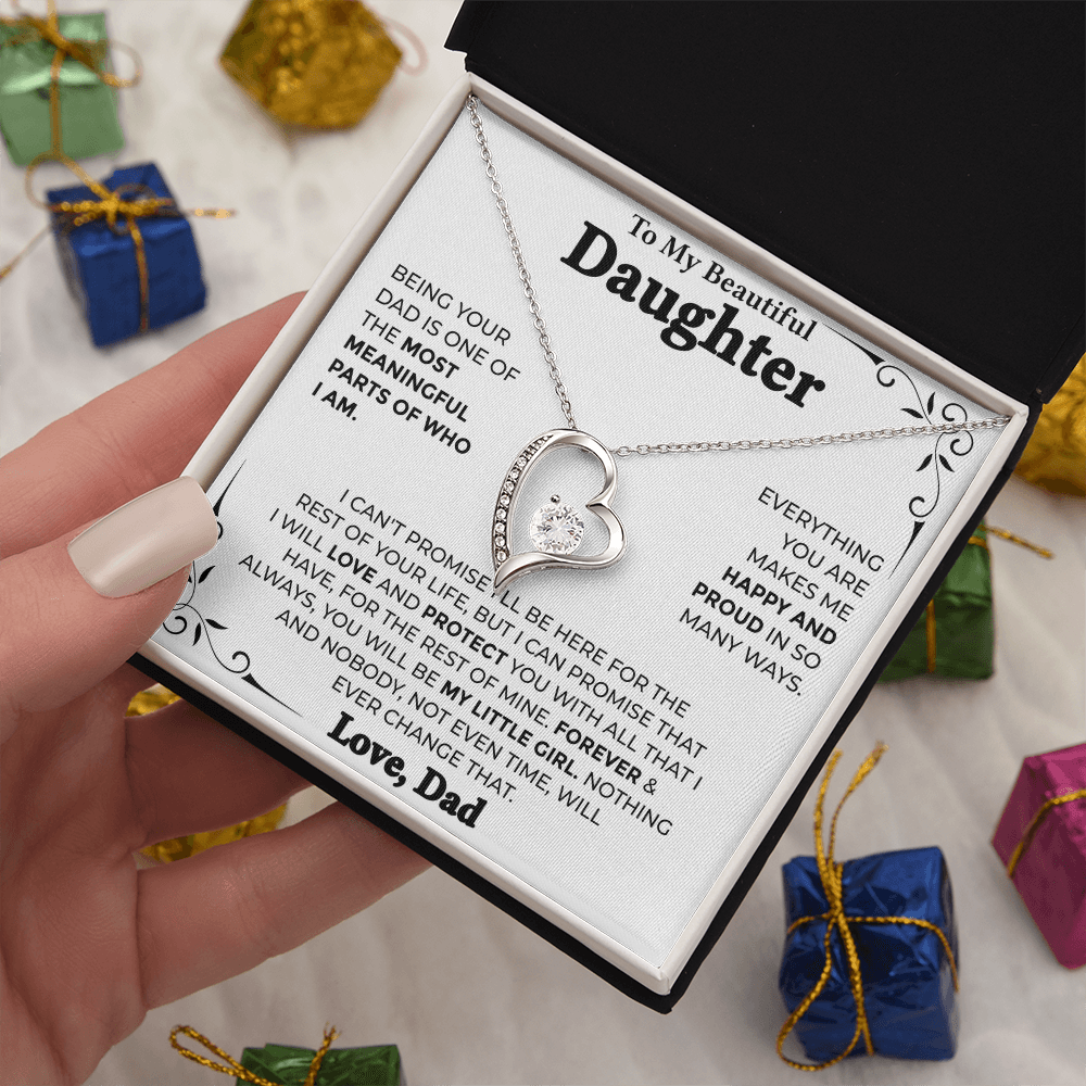To My Beautiful Daughter – Forever My Little Girl, Forever Love Necklace from Dad
