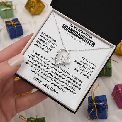 To My Granddaughter — Be Brave, Be Strong Forever Love Necklace from Grandma