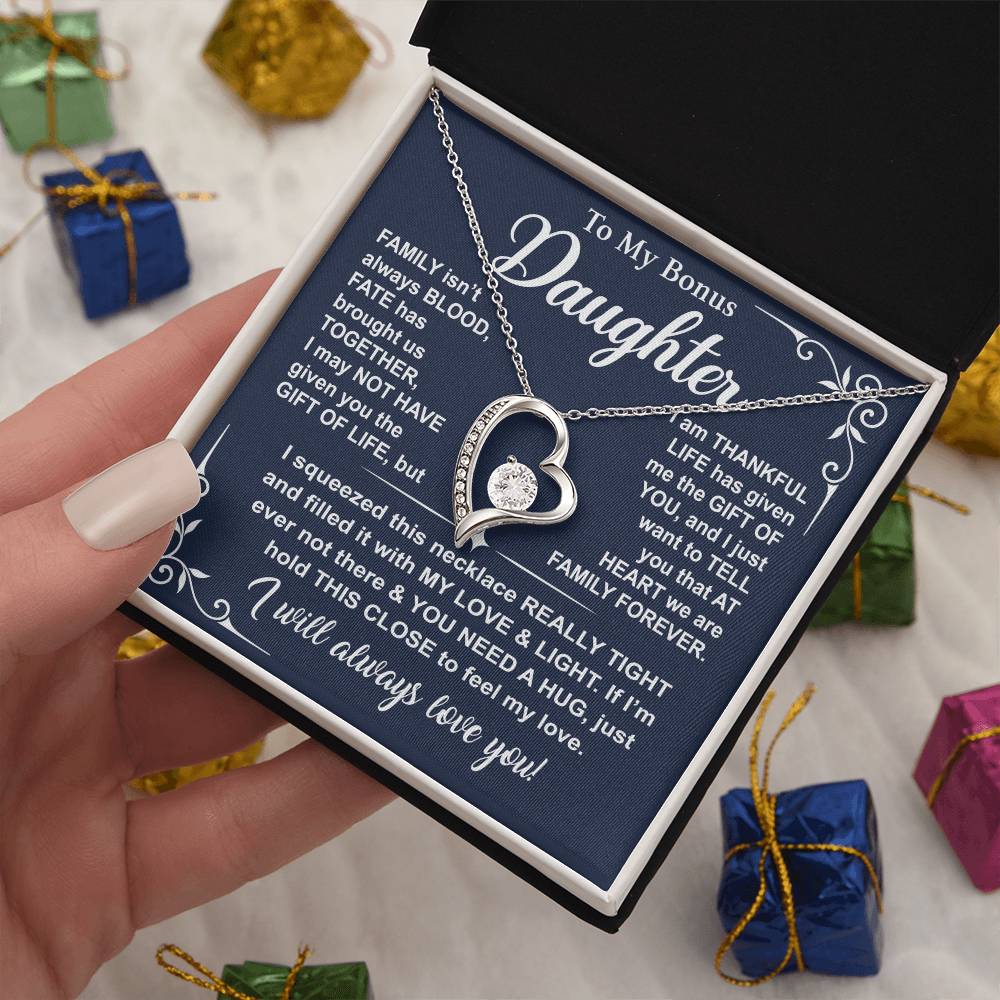 To My Bonus Daughter — A Hug to Hold Close Forever Love Necklace