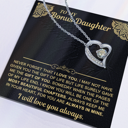 To My Bonus Daughter — Always in My Heart Forever Love Necklace