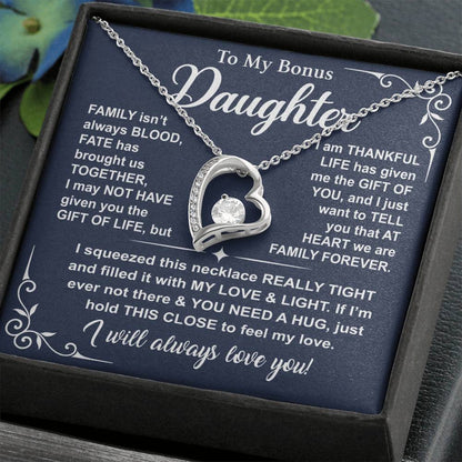 To My Bonus Daughter — A Hug to Hold Close Forever Love Necklace