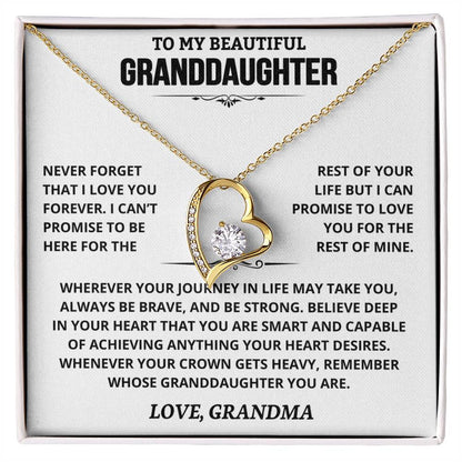 To My Granddaughter — Be Brave, Be Strong Forever Love Necklace from Grandma