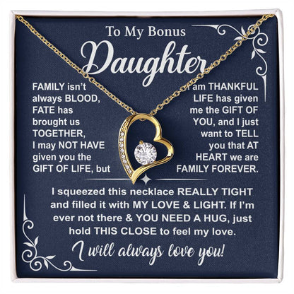 To My Bonus Daughter — A Hug to Hold Close Forever Love Necklace
