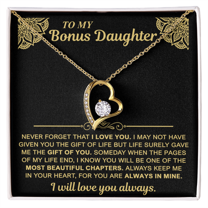 To My Bonus Daughter — Always in My Heart Forever Love Necklace