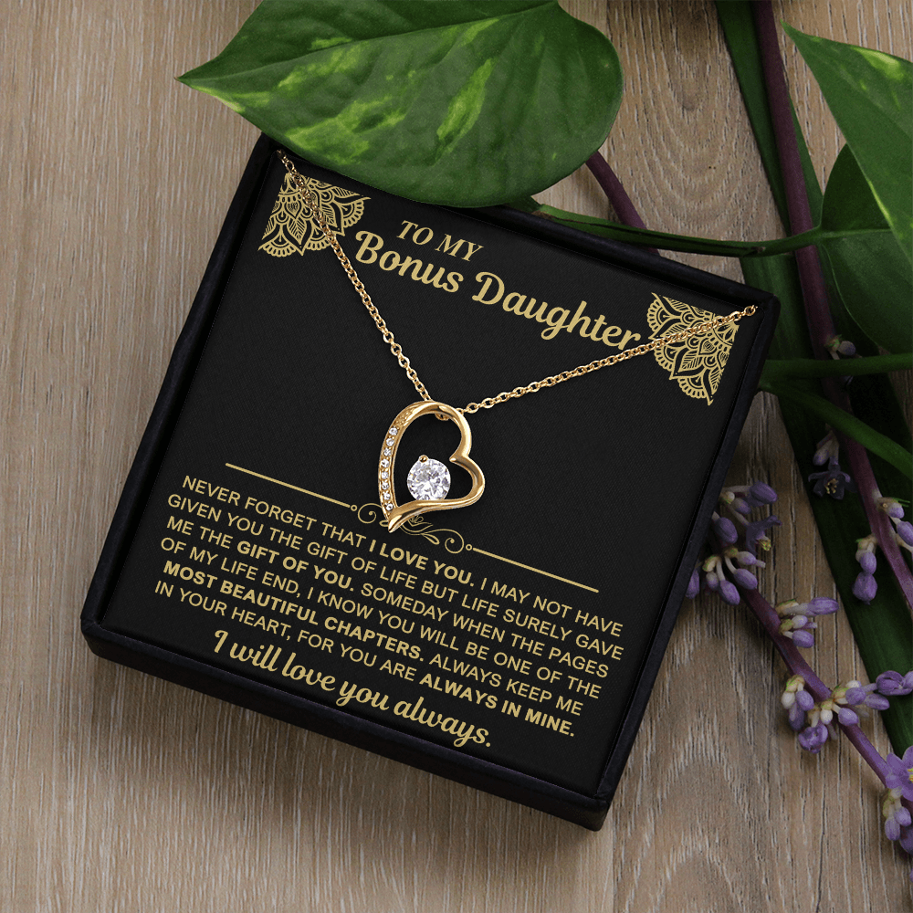 To My Bonus Daughter — Always in My Heart Forever Love Necklace