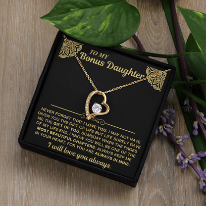 To My Bonus Daughter — Always in My Heart Forever Love Necklace