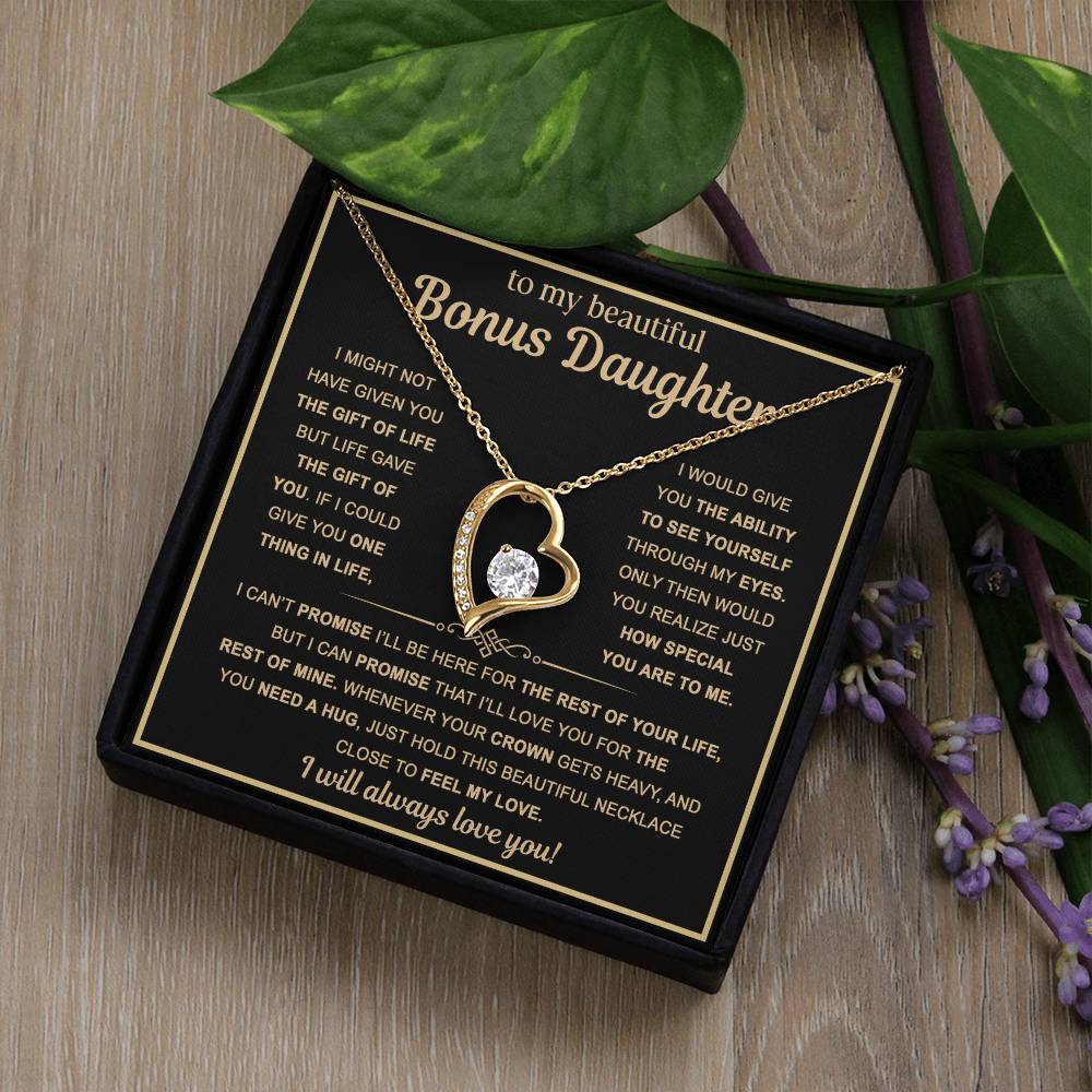 To My Bonus Daughter — Always Loved Forever Love Necklace
