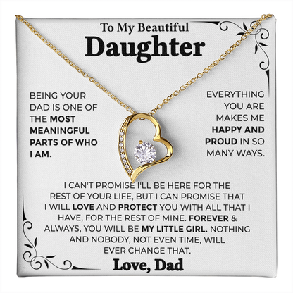 To My Beautiful Daughter – Forever My Little Girl, Forever Love Necklace from Dad
