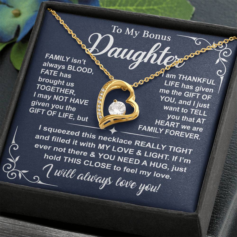 To My Bonus Daughter — A Hug to Hold Close Forever Love Necklace