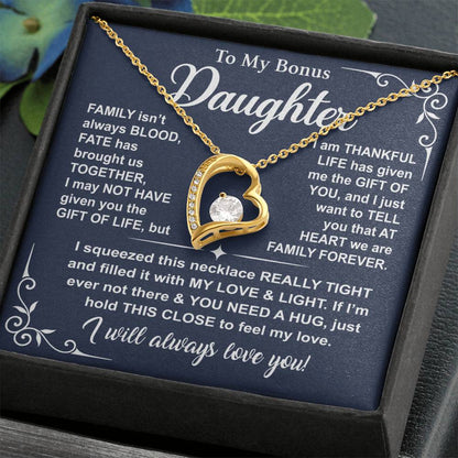 To My Bonus Daughter — A Hug to Hold Close Forever Love Necklace